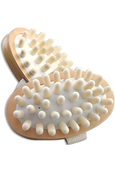 KASTWAVE قطعتان من فرشاة الضغط الميريديانية، مدلك خشبي طبيعي مضاد للسيلوليت، ...