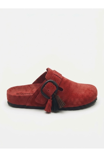 Bequemere Mk405 Red Genuine Suede Leather Tasseled Buckle Full Covered Cork S...