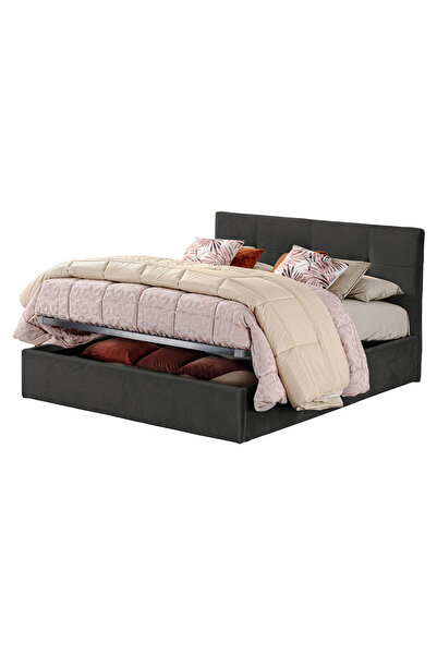 Timflex Pat Rabatabil cu Lada Depozitare Giorno Promo 90x190 cm Catifea Gri i...
