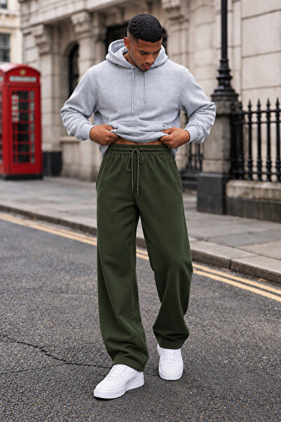 COMBİNE MİCHAİL Men's Khaki Straight Cut Casual Sweatpants