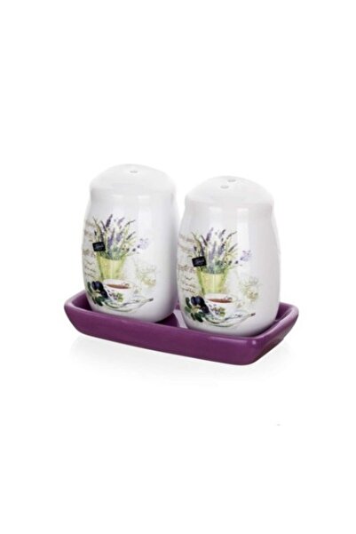 BANQUET Set de 2 solnițe și pipernițe cu suport ceramic, lavandă, 12 cm
