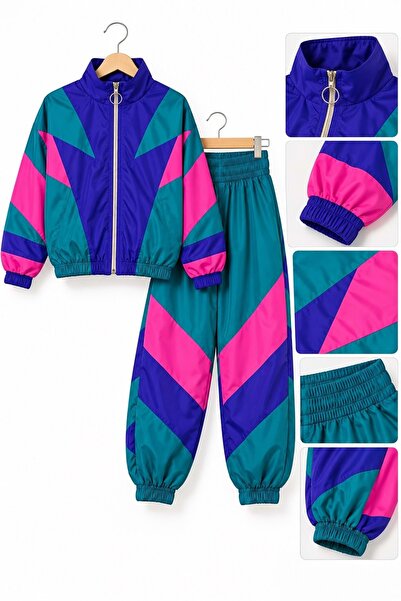Mnk Baby&Kids Kız Çocuk 80ler 90lar Vintage Renkli Eşofman Takımı M00874 RENGARENK