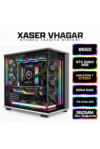 XASER Vhagar X15 Ryzen 7 5700X 32GB Ram 1TB M.2 NVMe SSD 8GB RTX5060 Oyuncu T...
