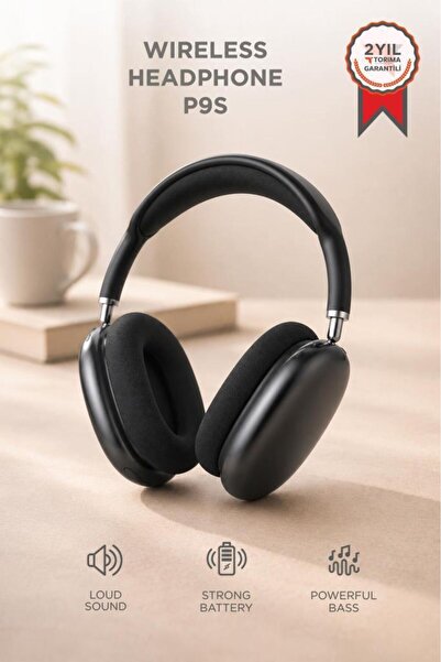 Torima P9S Siyah Bluetooth Kulaklık Sd Kart Aux Destekli Kulak Üstü Kablosuz ...