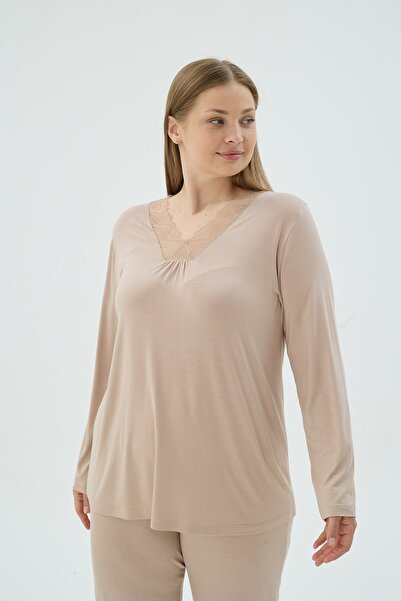 Sevim 17355 Women's Big Size Long Sleeve Pajama Set