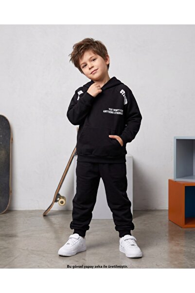 Ege Bebek Boy's Seasonal 6-7-8-9-10 Years Old Hooded Sweatshirt and Bottom To...