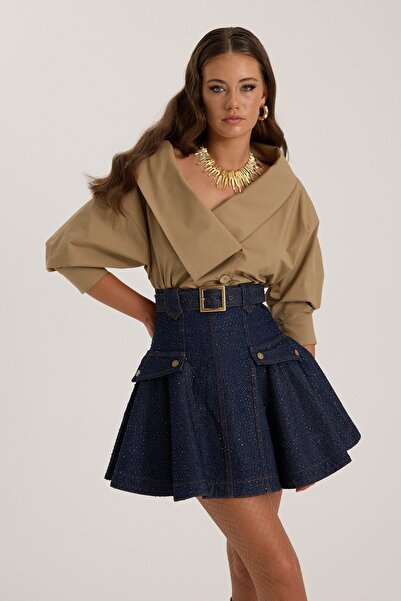 NOK İSTANBUL The Force Crystal Denim Skirt DARK BLUE