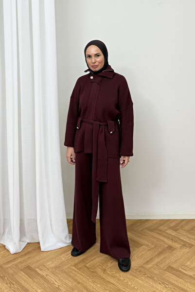 Melike Tatar Kuşaklı Triko Takım 87-2680