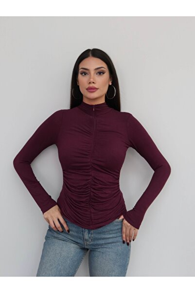 ESRAHELVACI Gathered Front Zippered Blouse