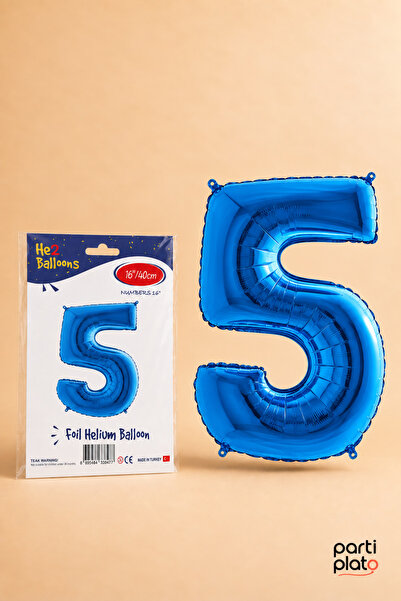 He2 Balloons Blue Foil Balloon Number 5, 16 Inches 40 Cm, 5 Year Old Balloon,...