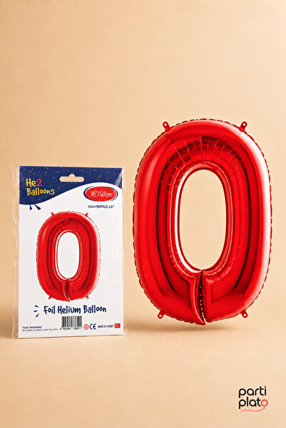 He2 Balloons Red Foil Balloon Number 0 16 Inch 40 Cm, Number Balloon, Birthda...