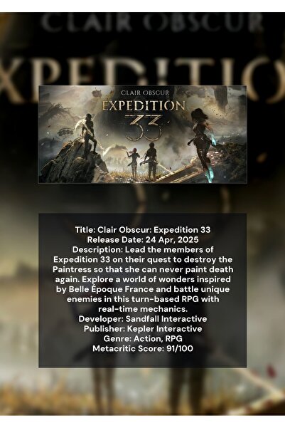 OEM Αφίσα Ινφογραφικό Clair Obscur: Αποστολή 33, Joc Video RPG, Χαρτόνι 250γρ...