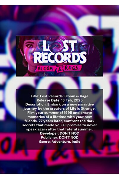 OEM Poster Infografic Lost Records Bloom and Rage, Joc Video, Carton 250g, A4