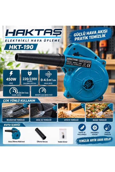 Beyhekim Hırdavat Haktaş Elektrikli Hava Üfleme Makinesi 450W