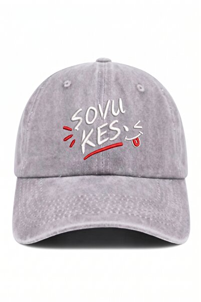 ŞapkaMania Şapcă vintage unisex, gri, brodată, lavată, marca Şovu Kes