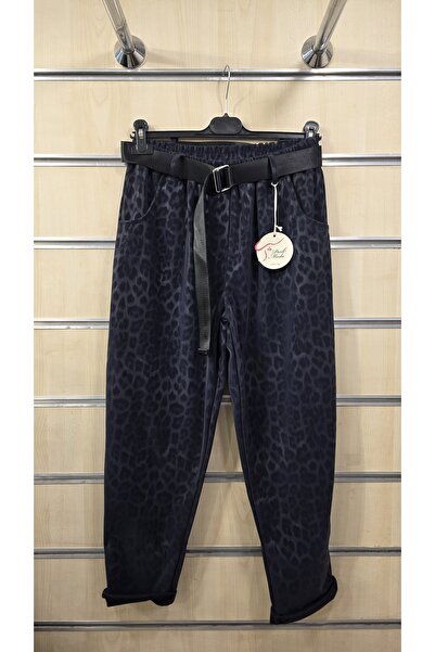 Park Moda Italian Trousers with Leopard Pattern and Leather Look