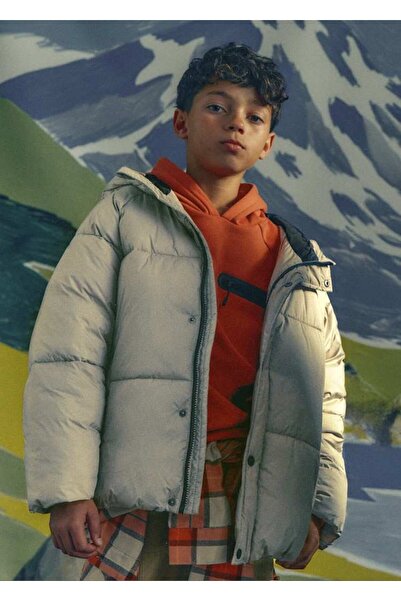 MAYORAL Winter Boy's Hooded Coat Cream Color 10 Years-16 Years