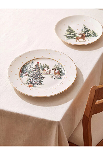 LC Waikiki Lcw Home Mixed New Year's Themed Porcelain Plate 25 cm