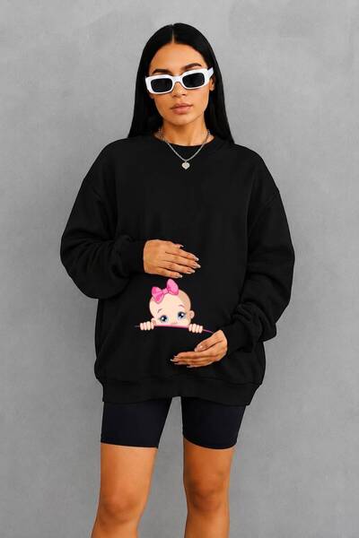HELLO ROMA سويت شيرت للحوامل مطبوع عليه ARADAN BABAK BABY من القطن الممشط بثل...
