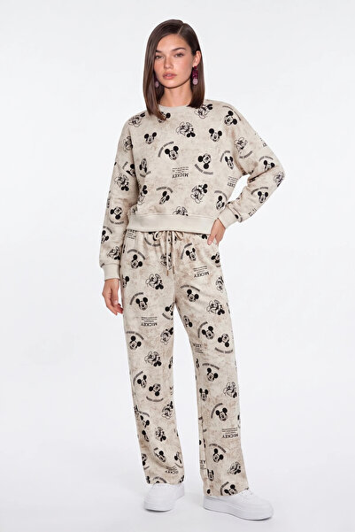 cemo Mickey Mouse Desenli Oversize Sweatshirt Eşofman Takımı