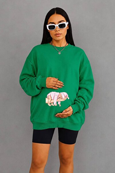 HELLO ROMA 3 Yarn Combed Cotton Hand-Printed Baby Printed Pregnant Sweatshirt...