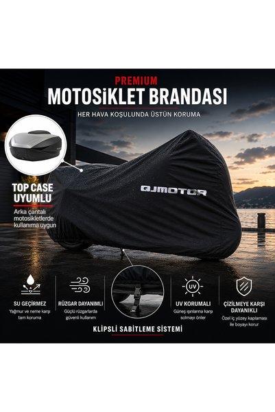QJ SRK400 RR Siyah Su Geçirmez Motosiklet Branda Çanta Topcase Uyumlu Motor Branda