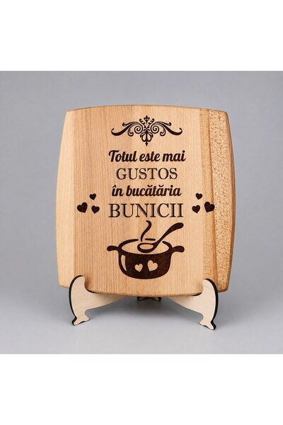 Etnik Cadou pentru bunică, Tocător decorativ, Etnic, Din lemn, Pătrat, 30x30c...