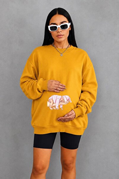 HELLO ROMA 3 Yarn Combed Cotton Hand-Printed Baby Printed Pregnant Sweatshirt...