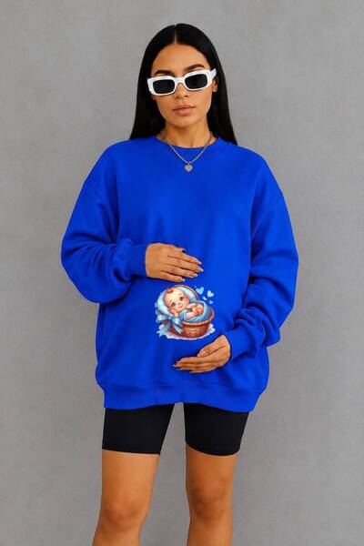 HELLO ROMA 3 Yarn Combed Cotton Baby Printed Maternity Sweatshirt in a Basket...
