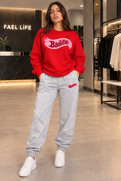 FAEL LİFE Baddie Unisex Printed Sweatshirt and Sweatpants Oversize Premium Set