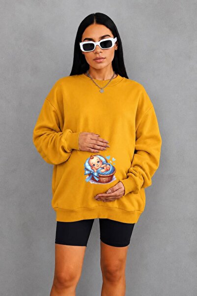 BENROMA 3 Yarn Combed Cotton Baby Printed Maternity Sweatshirt in a Basket Jq6