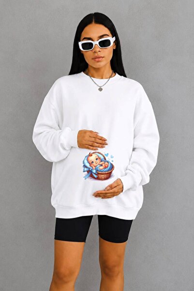 HELLO ROMA 3 Yarn Combed Cotton Baby Printed Maternity Sweatshirt in a Basket...