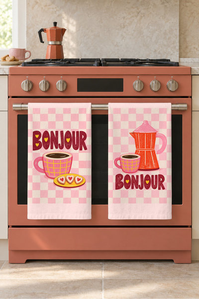 milbaygrup Bonjour Coffee Pötikareli Coffee Cup Pink White 2-Piece Kitchen To...