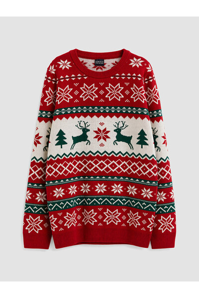 LC Waikiki Two Mt Shop Quality Lcw Kids Red Christmas Themed Boys' Knit Sweater