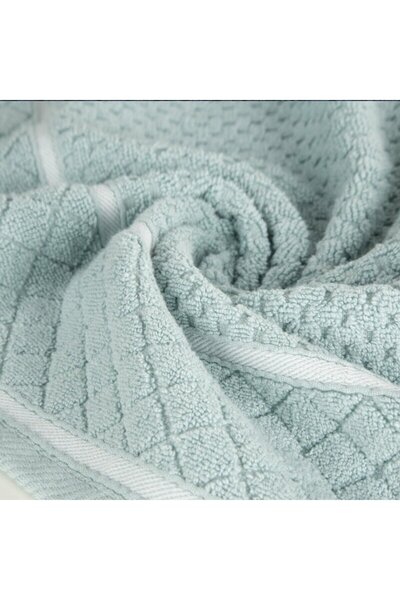 Eurofirany Prosop de baie, Eurofirany, Favori, menta, 70 x 140 cm, 500 g/m², bumbac, textura in carouri cu bordura de catifea si fir metalizat