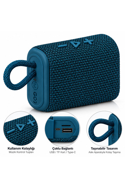 FABRON Bluetooth Hoparlör 800 MAH Kablosuz Taşınabilir Speaker Dokuma Yüzeyli...