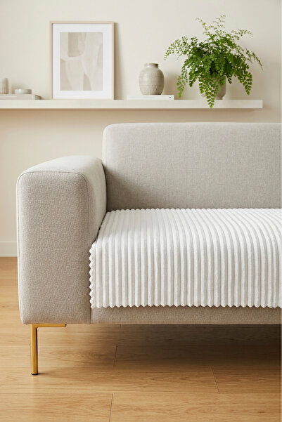 Decomia Home LINE Kabartmalı Yumuşak Tüylü Koltuk Örtüsü Çok Amaçlı Koltuk Şa...