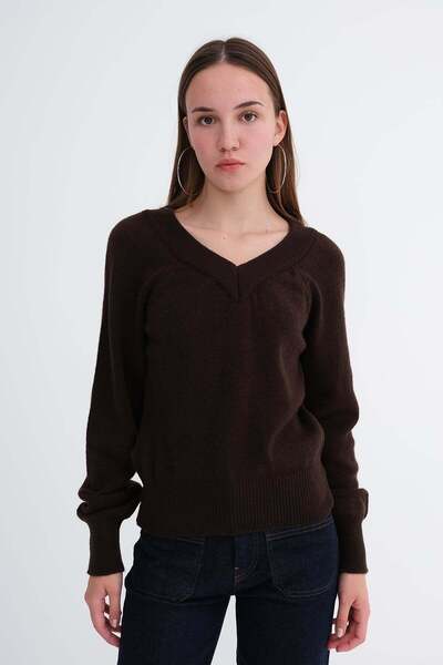 Addax V-Neck Knitwear Sweater K3549