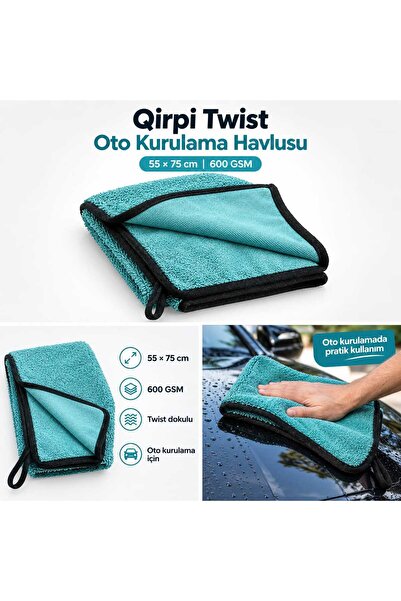 DNCCLEAN QİRPİ TWİST OTO KURULAMA HAVLUSU 55*75 600 GSM