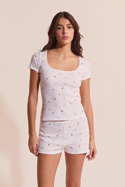 Etam Gauze Shorts With Fruit Patterns