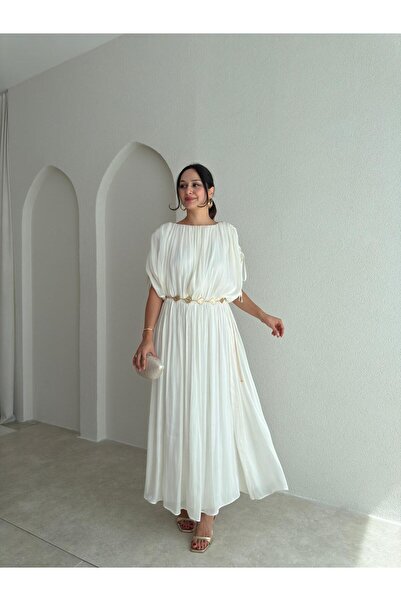 Mooi Butik Rochie midi NALANİ 4190 - Albă