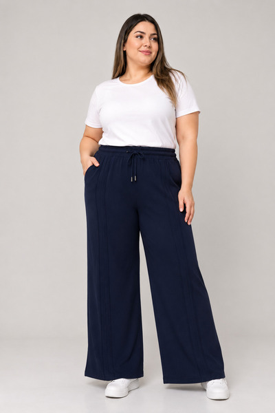 ayz collection Büyük Beden Modal Kumaş Çımalı Pantolon Cepli Bol Paça