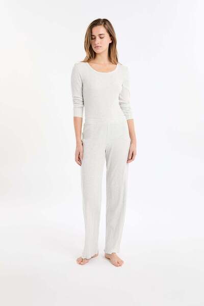 Etam Straight Ribbed Cotton Pyjama Trousers