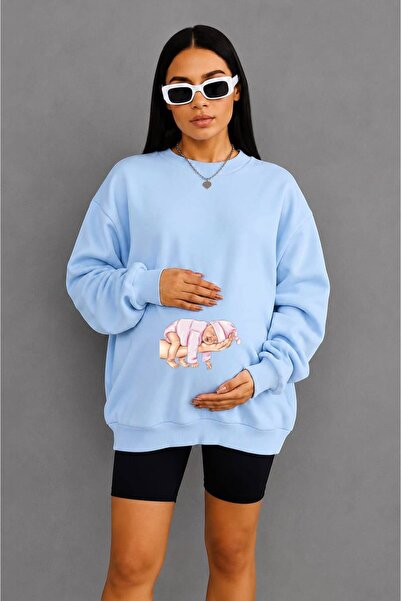 HELLO ROMA 3 Yarn Combed Cotton Hand-Printed Baby Printed Pregnant Sweatshirt...