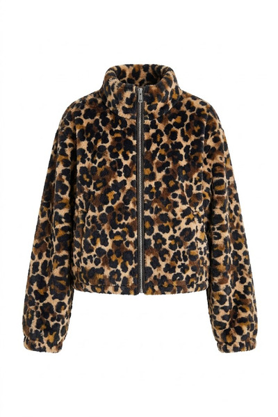 Mzr Collection Leopar Desen Fermuarlı Ceket-Siyah SİYAH