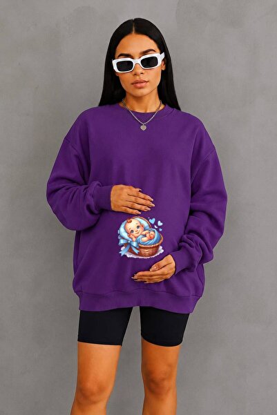 HELLO ROMA 3 Yarn Combed Cotton Baby Printed Maternity Sweatshirt in a Basket...