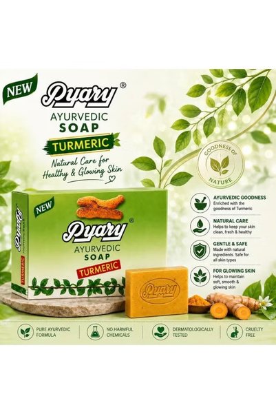 Generic Brand Pyary Turmeric Ayurvedic Soap 75g, Pack of 6