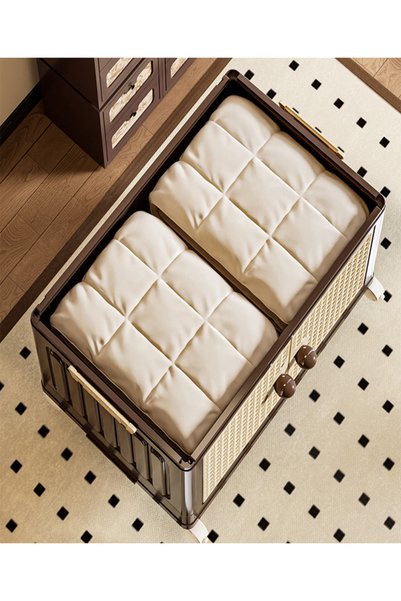 Generic Brand 4-Tier Foldable Plastic Storage Cabinet 43.5x27.5x105.5 cm Slim Organizer with Double Doors & Wheels