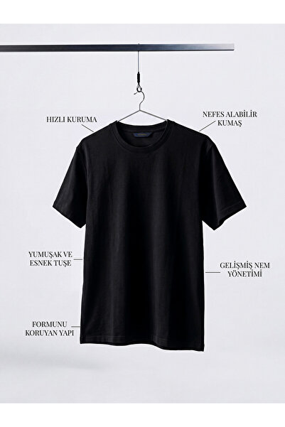 LC Waikiki Vizyon New Season Black Crew Neck Dry Touch Men's T-Shirt