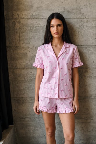 WomanAndKids Night Pink Women's V-Neck Comfort Fit Pajama Set